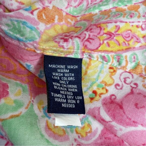 CHAPS Women's Sz 2X Paisley Print Multicolored Button Down Cotton Spring Shirt - Picture 12 of 13